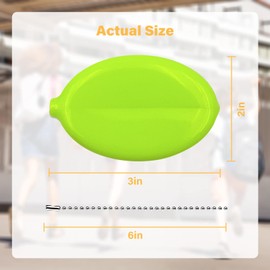 DEEZOMO 3 Pieces Rubber Coin Purse, 2 x 3 Inches Oval Squeeze Coin Holders With Chain for Women Men Travel (Neon Yellow 3 pack)