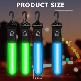 flintronic 4Packs LED Flash Strip, Light Bar Reflector Pendant, Adult Child Safety LED Light, 3 Modes, Suitable for Hiking, Jogging, Cycling, Hiking and More-2*Green+2*Blue