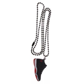 Good Wood NYC Retro Bred 11's Sneaker Necklace Black/White/Re