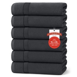 RIVERSIDE 6 Pack Premium Hand Towels Set, 16x28 inches, 100% Ring Spun Cotton, 600 GSM, Soft, Quick Dry and Highly Absorbent, Towels for Bathroom, Kitchen, Gym, Spa - Charcoal