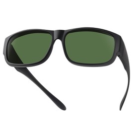 TINHAO Polarised Fit Over Sunglasses for Men Women Wrap Around Over Glasses Sunglasses with UV 400 Protection(Matte black frame/green lens)