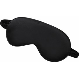 Sleep Eye Mask with Elastic Strap Headband Lightweight Comfortable Soft Silk Like for Men Women Traveling (Black, One Size)