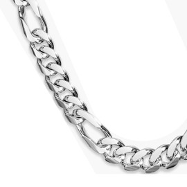 14ct Figaro jewellery Chain Necklace 24k Real Gold Plated (50.0, White Gold)