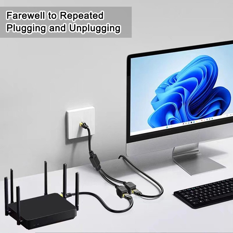 ukiism Ethernet Splitter 1 to 2, RJ45 Internet LAN Network