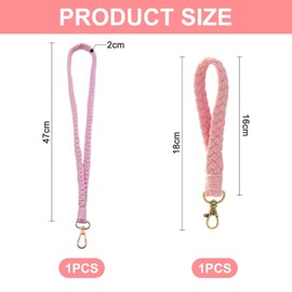 YSDYY 2 Pieces Of Pink Lanyard, Hand-Woven Lanyard, Simple And Versatile Lanyard, Suitable For Keys, Business Cards, And Work Cards