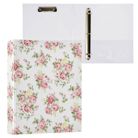 3 Ring Binder, Pink Rose Flower Floral File Folder Holds 200 Sheets File Storage for Women Men School Office Supplie