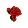 Capodimonte 6"" Inch Italian Handmade Ceramic Red Rose with Leaves,