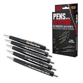 Funtime Gifts Pens with Attitude – 5 Hilarious Ballpoint Pens for Everyday Use!