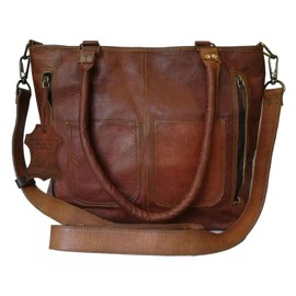 Madosh Womens Brown Crossbody Genuine Leather Shoulder Tote Office Handbag Casual Purse Satchel Bag