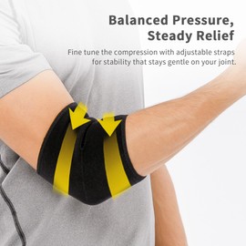 Bracoo Tutore Epicondilite Gomito Regolabile in Neoprene, Gomitiera per Epicondilite e Tendinite, Fascia Gomito Traspirante per Dolore Articolare, Uomo e Donna, Sport, ES10, Nero