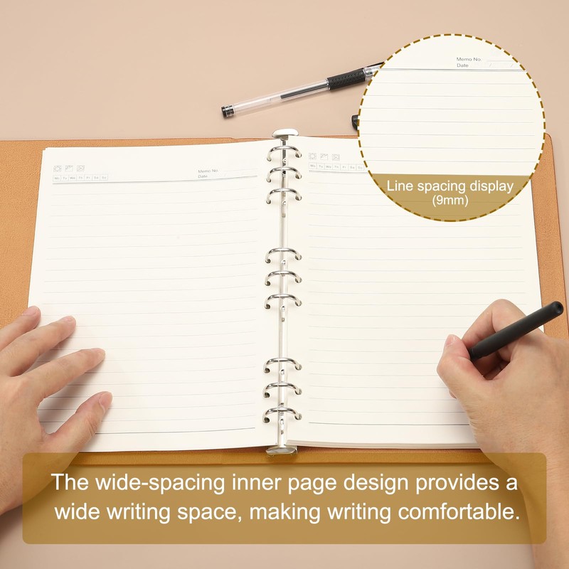 PATIKIL B5 Refillable Leather Notebook, 9 Ring Hardcover Binder Notebook