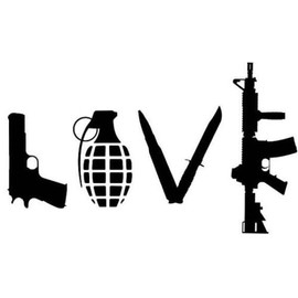 Love with Guns car decal sticker grenade hand gun window vinyl sticker truck , Die cut vinyl decal for windows, cars, trucks, tool boxes, laptops, MacBook - virtually any hard, smooth surface