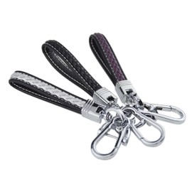 Zorratin 2 Layer Braided Leather Keychain with Chrome D Ring and Hook universal for all Car Key Fobs