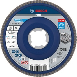Bosch Professional 1x Fächerschleifscheibe X571 Best for Metal X-LOCK (für Metall, Ø 115 mm, P 60, gewinkelte Ausführung, Zubehör Winkelschleifer)