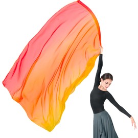 Baisdan 78 * 55" Extra Long Worship Flags with Flex Rod, Church Liturgical Praise Adoration Dance Banner（2#YELLOW-ORANGE-RED）