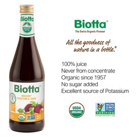 Biotta Organic Breuss Juice - 100% Juice Superfood- Help Improve Overall Wellness - Excellent Source of Potassium (16.9 Fl Oz, Pk of 6) (Breuss Vegetable)