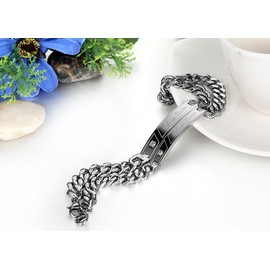 JewelryWe Stainless Steel Womens True Love ID Bracelet, Valentines Day Gift, Silver (with Gift Bag)