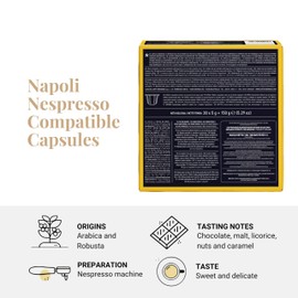 Caffe' Vergnano 1882 Medium Roast Espresso Compatible Capsules, Single-Serve Arabica Robusta Espresso Coffee, Italian Espresso Pods for Coffee Machines, Intensity 10/10, Napoli, 30 Ct