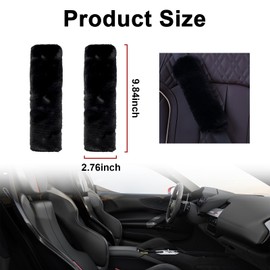 2 Packs Car Seatbelt Covers Shoulder Pad, Universal Soft Faux Sheepskin Shoulder Cover for Comfortable Driving, Fluffy Seat Belt Protector Help to Protect Your Neck and Shoulder (Black)