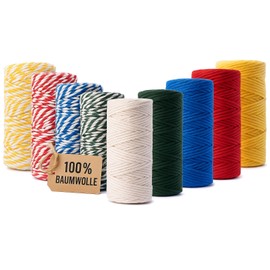Twine Cotton Cord 2 mm on Spool, 40 m to 290 m - Craft Cord Decorative Cord - Perfect Cord for DIY, Handmade, Garden, Packaging, Macrame Cord
