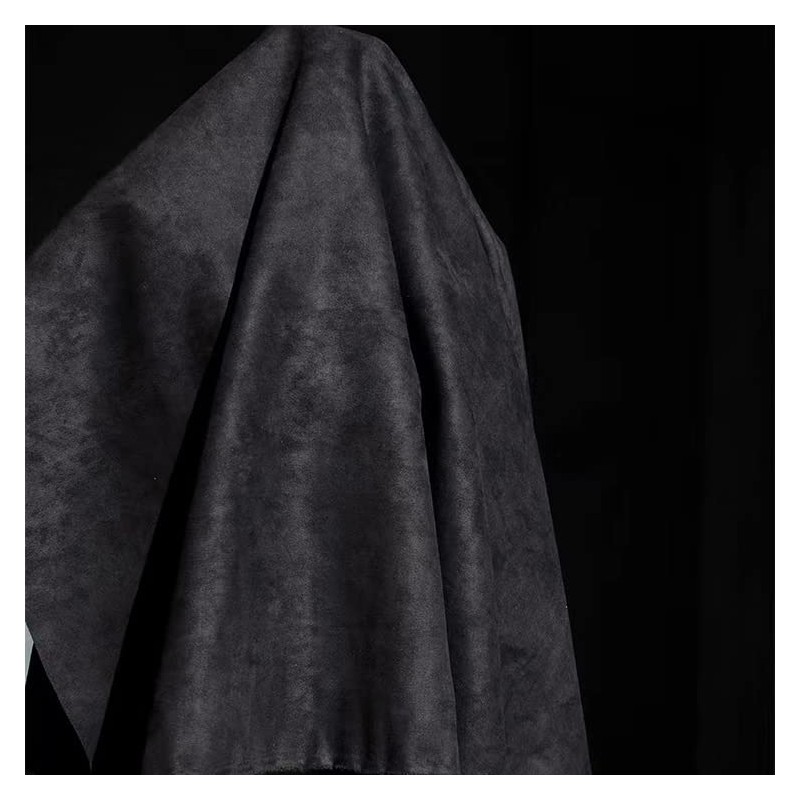 SBWLKJ Suede Upholstery Fabric Black 64"×40" Double-Side Smooth Material