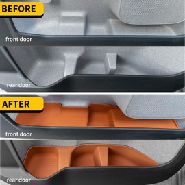 Maxzina Door Side Storage Tray Compatible with 2022-2025 Ford Maverick Side Door Storage Box Door Organizer Phone Pocket Silicone Front & Rear 4PCS Maverick Accessories (Light Orange)
