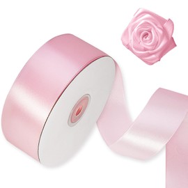 Luomorgo 1 1/2 Inch Satin Ribbon, 50 Yards Pink Satin Ribbon, Fabric Ribbon for Gift Wrapping, Flower Bouquet, DIY Craft, Sewing, Wedding, Birthday Party Decorations