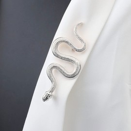 Atentuyi Snake Pin Silver Snake Broochs Pin Metal Animal Lapel Pin Backpack Bag Pin Banquet Badge Pins Wedding Brooch Clips Coat Accessory for Women and Girls