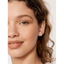 Silvora S925 Silver White Synthetic Opal Butterfly Stud Earrings - Butterfly Earrings, Silver Butterfly Stud Earrings