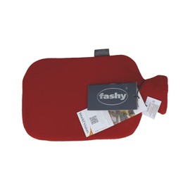Fashy Hot Water Bottle with Fleece Cover Cranberry - Made in Germany