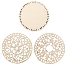 3 Pieces Wooden Basket Base Set, Crochet Basket Wood Base, Basket Base for Crocheting Round, Natural Wood Basket Base, 14 cm, for DIY Basket, Weaving, Crafts, Making, Home Decoration