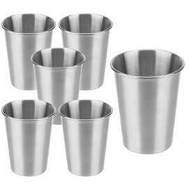 CHUIFAI Pack of 6 Stainless Steel Cups 350 ml, Metal Camping Stainless Steel Cup Metal Travel Mugs Stackable Cups Steel Cups for Camping Party Travel Home Bar