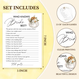 Fall Bridal Shower Games, Who Knows Bride Best Themed Bachelorette Party Game, Fall Festival Games Cards With Pumpkin Design, Boho Wedding Shower Games, Thanksgiving Party Supplies -06