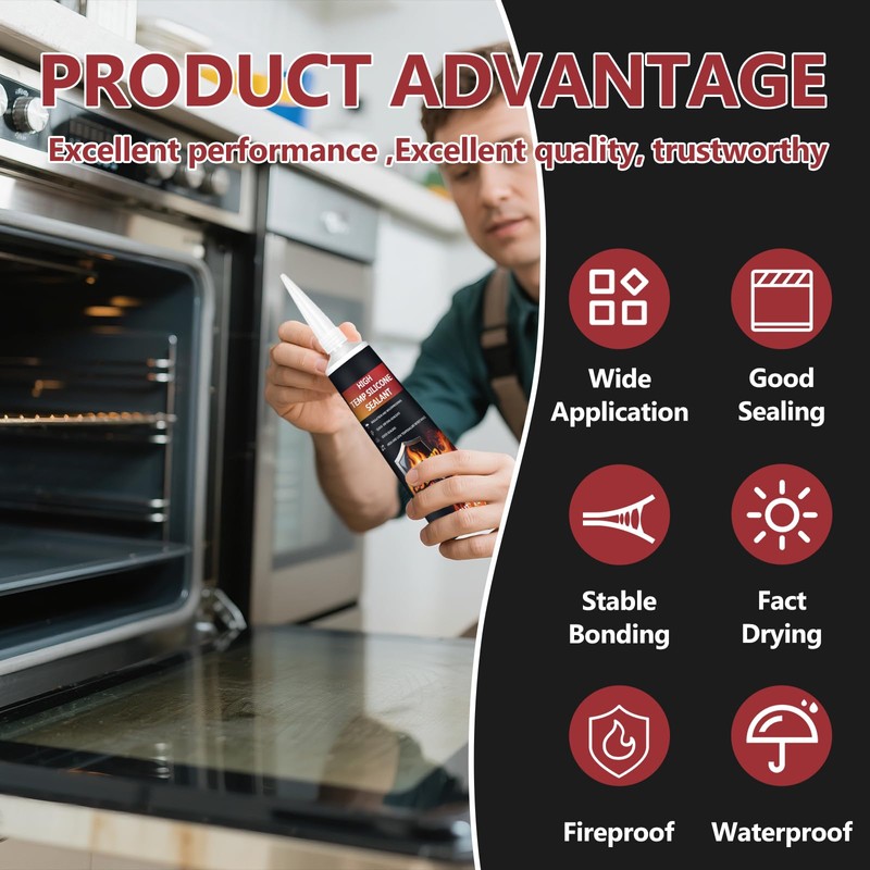 Heat Resistant Sealant for Oven and Microwave, -60°C to 300°C