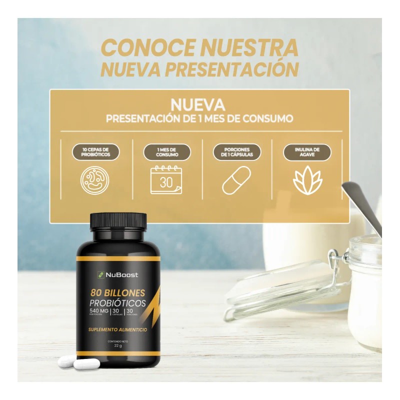 80 Billones De Probiticos Nuboost 30 Cpsulas Lactobacilos Sin Sabor