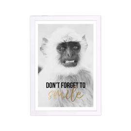 Wynwood Studio Typography Framed Wall Art Prints 'Smile' Inspirational Quotes and Sayings Home Décor, 13" x 19", White, Gold