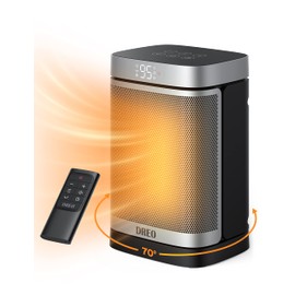 DREO Space Heater, 1500W Portable Electric Heaters for Indoor Use, PTC Ceramic Heater for Office with Remote, Thermostat, 70°Oscillation, 12H Timer, 5 Modes, Quiet Safe Room Heater for Bedroom
