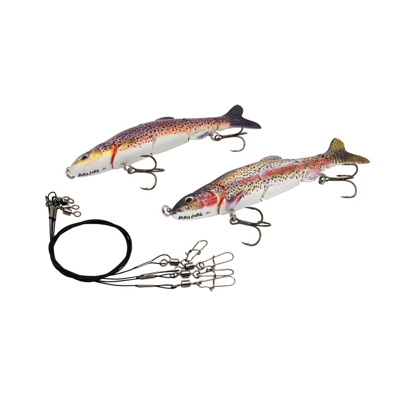 PetrisCatch Set of 2 Wobblers + 4 Steel Leaders, 16