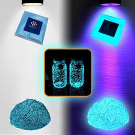 Ultra Fluorescent Powder additive Pigment - UV Luminescent - Glows in The Dark - for epoxy resins - for Artistic Creations and DIY 20g (Light Blue)
