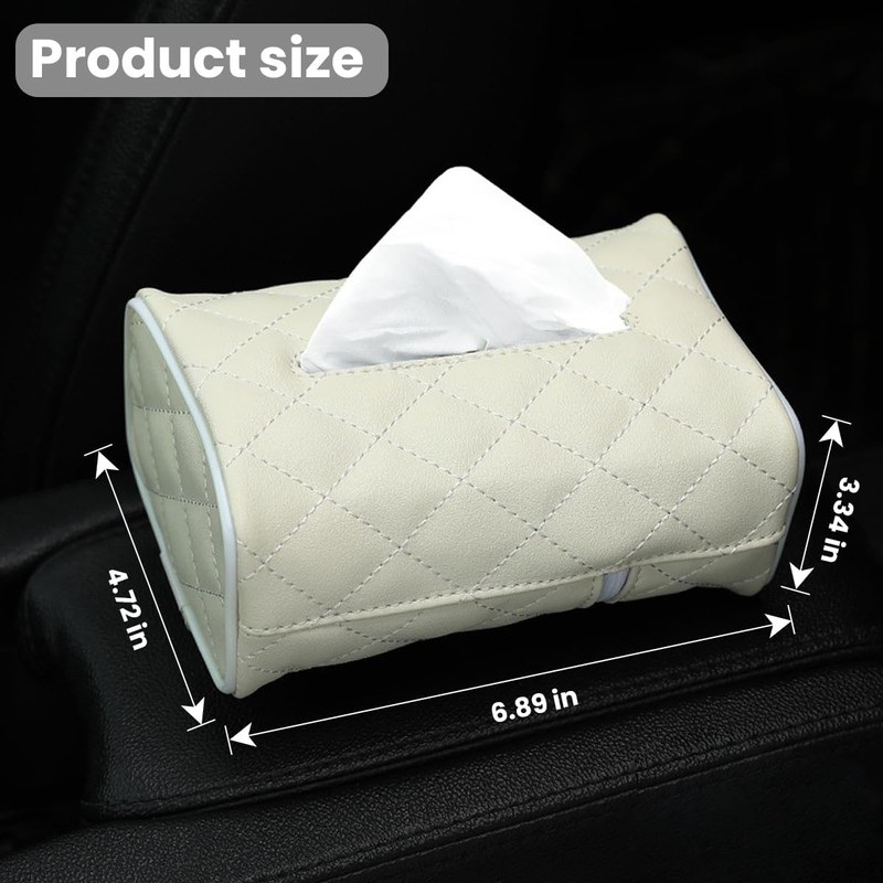 Car Tissue Holder, Sun Visor Hanging Tissue Box, Microfiber Leather
