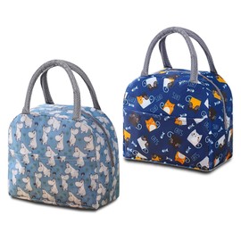 YVIFEVG Cool Bag Cool Box Lunch Bag Tote Lunch Bag Lunch Bag for Office Women Men Small Foldable Pack of 2 Blue