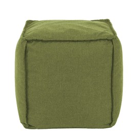 Howard Elliott Square Pouf Ottoman Foot Rest With Cover, Round Stuffed Filled Foot Stool, Fluffy Compact & Comfortable Soft Seating for Living Room & Bedroom, 20 x 20 x 18 Inch, Seascape Moss
