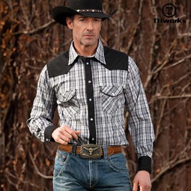 TRIWORKS Men Women Western Floral Engraved Belt Cowboy Leather Belt Longhorn Buckle Country Belt for Jeans Dress