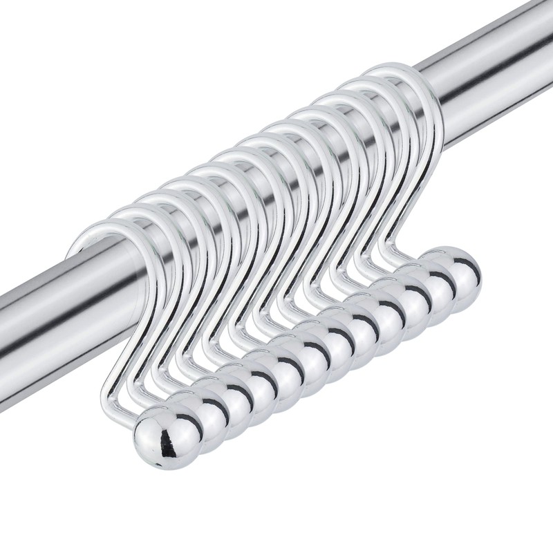 Splash Home Decorative Aluminum Globe Shower Curtain Hooks, Smooth-Glide, Rust-Resistant,