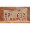 1980 ALABAMA License Plate Heart of Dixie antique vintage auto