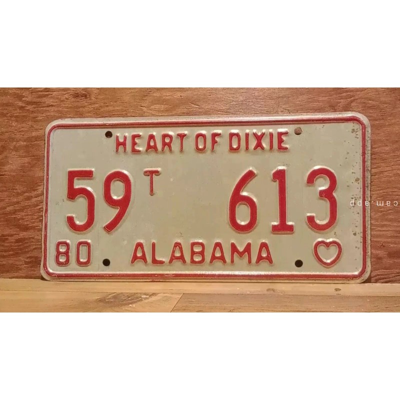 1980 ALABAMA License Plate Heart of Dixie antique vintage auto