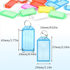 Hocansen 60PCS Keyring Tags with Labels 6 Colours Plastic Key Tags with Split Ring Key Fobs ID Luggage Labels Keyrings Name Tags for Keys, Pets, Name, Luggage（Color-6/YSP）