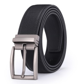 Glamicci Men's Genuine Leather Dress Belt 3.3cm wide |Scratch Resistant Real Leather Black Belt For Men Style-14.06 (14Black-Sil Buckle, 37-40" Waist (122cm/48”Strap))