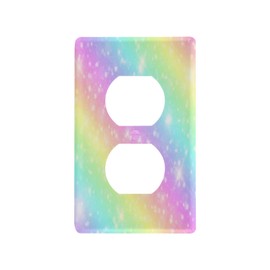 The Unicorn Galaxy Sky with Rainbow Pastel Clouds Duplex Wall Plate Cute Bright Candy Sky Switch Plate Electrical Outlet Covers 2 Gang Receptacle Plug Cover Home Decor H4.53 xL2.76 inch