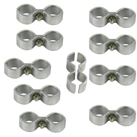 Kennel Clamps Shelf Pole Connector Double Port Pipe Clamps Clips 20mm/0.78" Set of 10 (20mm) Silver